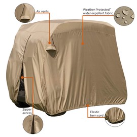 Classic Accessories Fairway Golf Cart Easy-On Cover, 2-Person, Tan