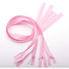 60cm Adjustable Length Invisible Zip - Pink, 5 Pieces