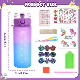 AMFUN Decorate your own water bottle kids,Unicorn Gifts for Girls,DIY Water Bottle Arts and Crafts for Kids Age 4-10,Ideal Gifts for Boys Girls Kids Birthday and Christmas (Unicorn 600ml)