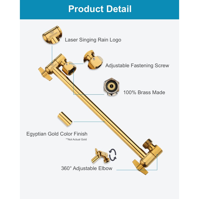 11 Inch Adjustable Shower Head Extension Arm With Locking Set