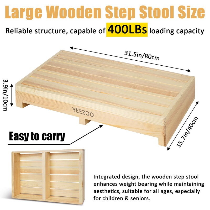Wooden one Step Stool- Solid Pine Wood Step Riser with