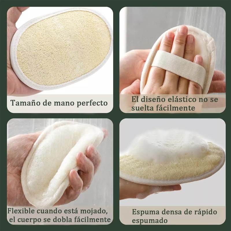 Junelizente Perfiles Exfoliante Natural De Esponja Vegetal Para La Ducha