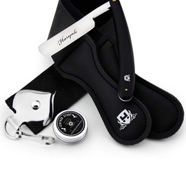 Professional Hairdresser Shaving Set with Black Leather Strap, Sharpening Paste & Straight Cut Razor Razor Perfect Set for Every Day Care Ritual