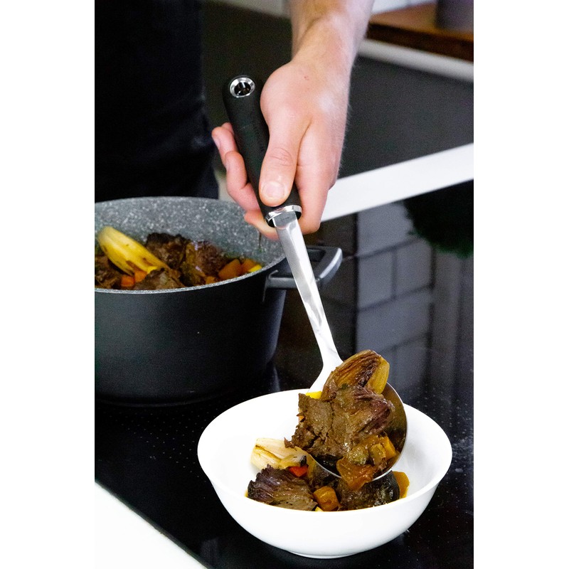 MasterClass Cooking Spoon with Soft Grip Handle, Stainless Steel, 33.5