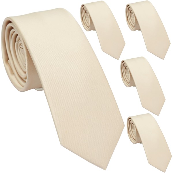 ZENXUS Solid Skinny Ties for Men, 2.5 inch Slim Champagne