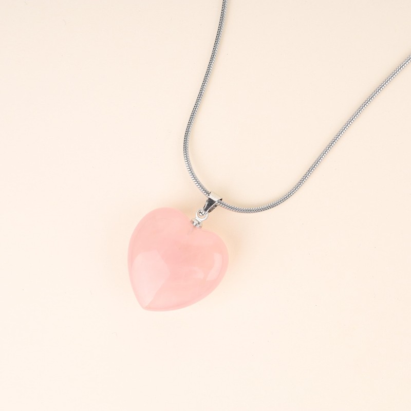 COAI Heart Rose Quartz, Love Fulfillment Necklace, Women's, rose quartz,