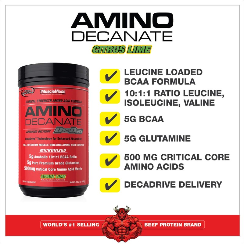 MuscleMeds MuscleMeds Amino Decanate, Citrus Lime,13.5 oz (384g)
