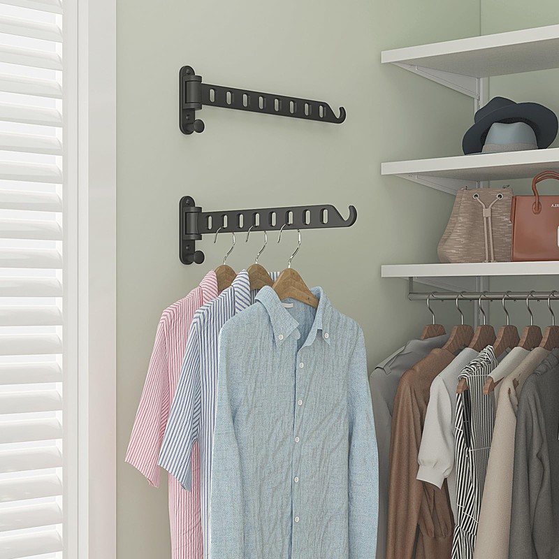 SKIKEN Swing Arm Clothes Hanger Rack Wall Mount, Laundry Room