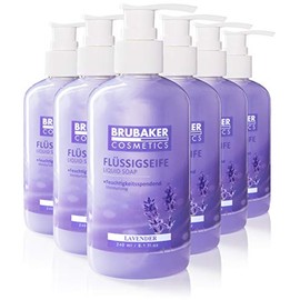 BRUBAKER Cosmetics 6-Pack Liquid Hand Wash Lavender - 6 x 8.1 Fl. Oz. in a Practical Dispenser - Cleans Gently and Moisturizes - for Hygienically Clean Hands
