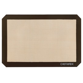 CHEFMADE 15-Inch Silicone Baking Mat with Measurements, Non-stick Heat Resistant Rolling Dough Mat, for Pastry,Pizza, Fondant and Pie Crust Making 9.7" x 14.7" (Brown)