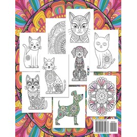  Cat and Dog Mandalas Coloring Book: Relaxing and Fun Mandala Designs for Cat and Dog Lovers