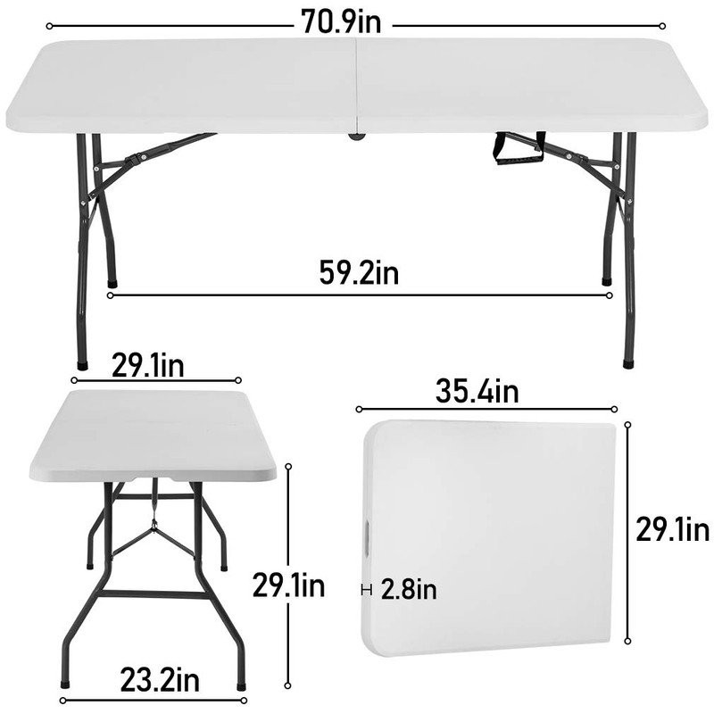BestOffice Folding Table Camping Table Folding Table 6 Foot Plastic