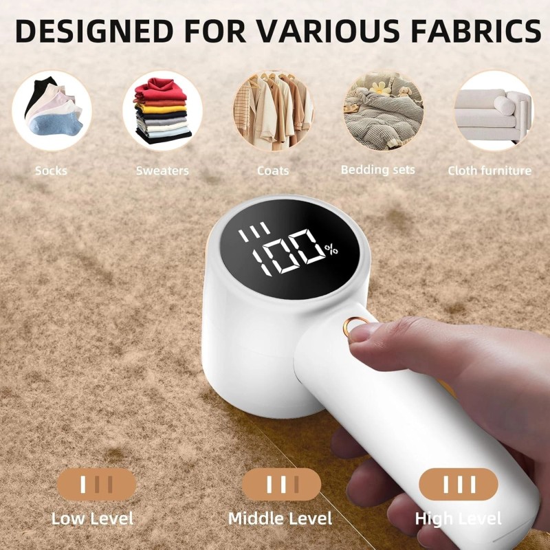 Peiyuu Fabric Shaver, Lint Remover Rechargeable, Electric Portable Sweater Defuzzer