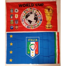 1 ITALY FEDERATION FLAG + 1 GENERIC WORLD CUP FLAG (3X5 FT) $35