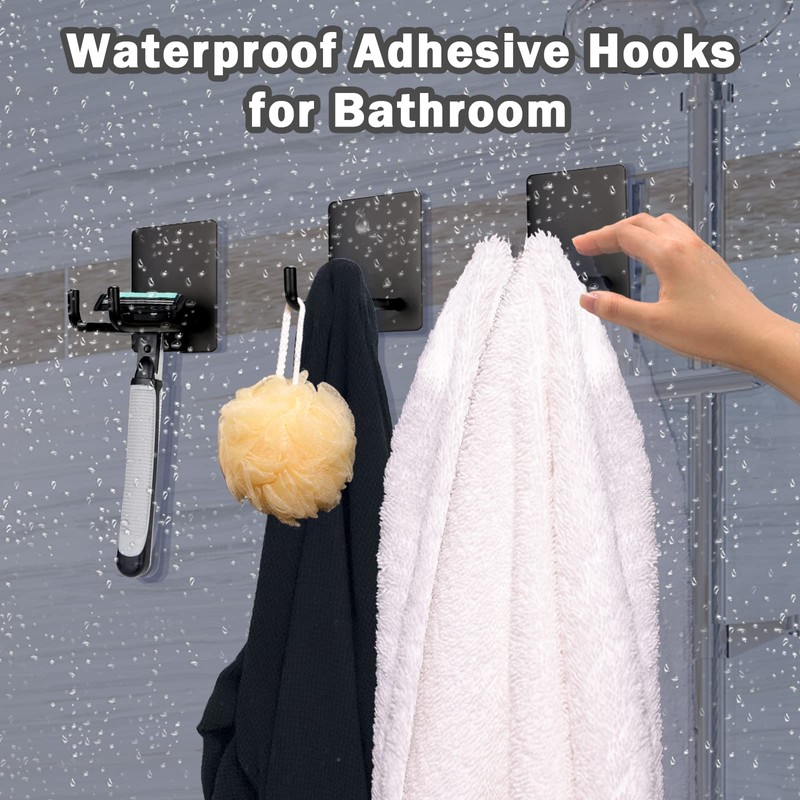 TONHTCAT Adhesive Hooks, Stick on Stainless Steel Towel Robe Razor