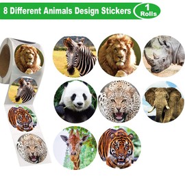 Hohamn Zoo Animals Stickers for Kids,500pcs Round Jungle Animal Stickers for Boys Girls Birthday Party Favor, 1.5 Inch