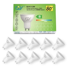 GY GY GU10 LED Kaltweiss Lampe 4.9W 790 Lumen 6500K Kaltwei? Glhbirnen,80W Halogenlampe ersetzt,Abstrahlwinkel 120 Leuchtmittel,Nicht Dimmbar Energiesparlampe,10er-Pack