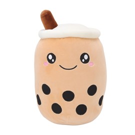 Milk Tea Plush Pillow Good Elasticity Soft Comfortable Cute Appearance Fluffy Plush Pillows for Gifts Home Decor Car Soft