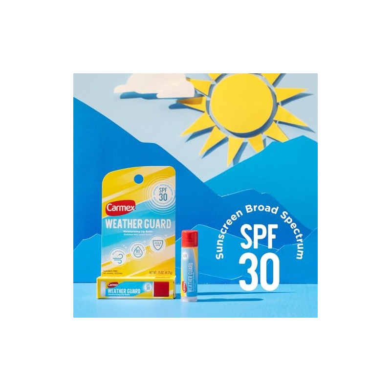 Carmex Weather Guard - Bálsamo labial hidratante, SPF30, 0.15 onzas