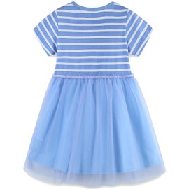 Toddler Girls Easter Cotton Casual Tutu Dress Short Sleeve Butterfly Tulle Skirt Party Summer Spring Outfits Playwear Dresses Sky Blue 5T