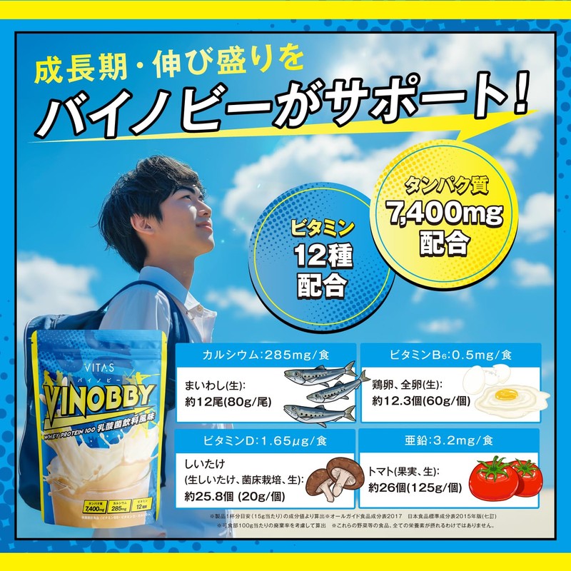 VITAS (バイタス) 成長サポート飲料 VINOBBY（バイノビー） 乳酸菌飲料風味 子供 成長 プロテイン アルギニン GABA