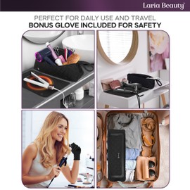 2-in-1 Hot Hair Tools Travel Bag, Removable Heat-Resistant Silicone Mat, Clear Pockets for Accessories, Protects Surfaces from Burns, Ideal for Curling & Flat Irons, Includes Heat-Resistant Glove