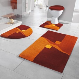 Erwin Müller Athens Toilet Mat without Cut-Out Non-Slip Terra Size 50 x 50 cm Cuddly High Pile Suitable for Underfloor Heating