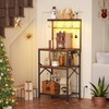 Kitchen Bakers Rack with Power Outlet & LED Lights, Small