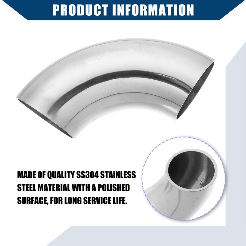 Hihaha OD 2 Inch 90 Degree Exhaust Elbow Pipe SS304