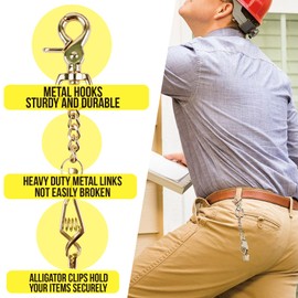 MELOTUGH Metal Glove Clip Work Glove Clip Holder Heavy Duty Safety Gloves Clip for Tool Belt,Tool Backpack,Pants(Gold 2pcs)