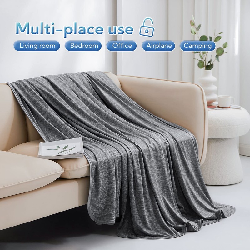 MR&HM Cooling Blanket Throw, Breathable Summer Blanket for Hot Sleepers,