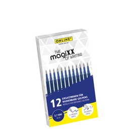 ONLINE 12 x Erasable Refills I Compatible with Pilot Frixion Ball, Magixx I Blue 0.7 mm Line Width I Replacement Refill for Gel Pen Erasable I Refills for Gel Rollerball Pen with Erasable Ink