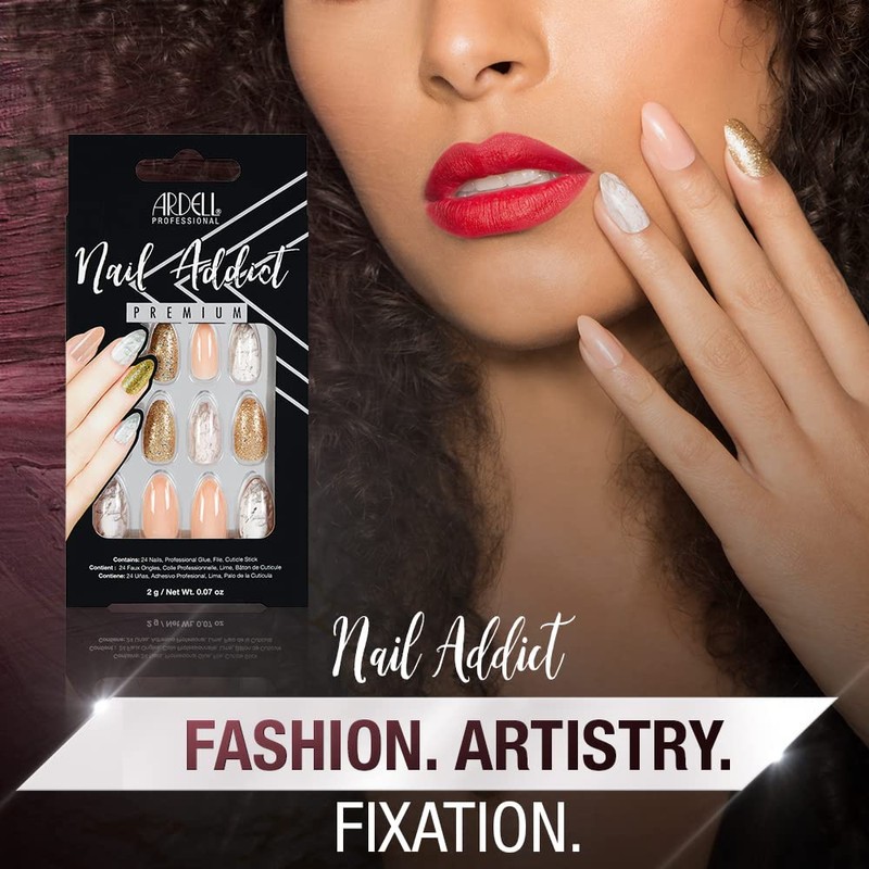 Ardell Nail Addict Premium Press On Nails – Pink Marble
