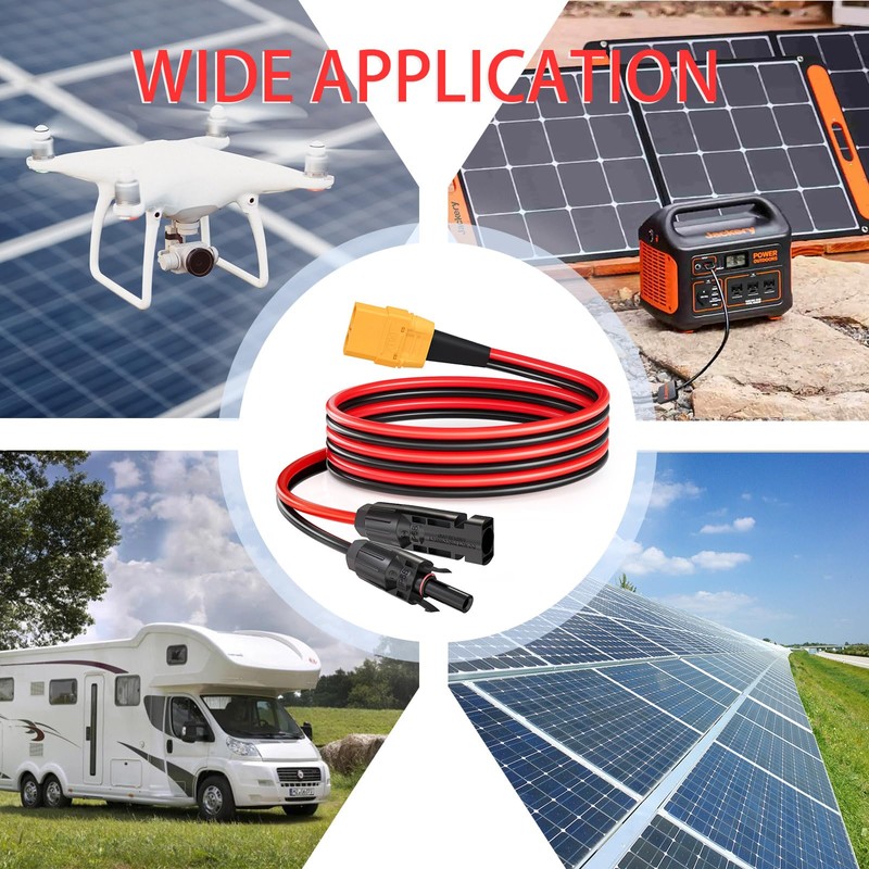 ELFCULB XT90 Solar Cable,10AWG 2FT XT90 Female to Solar Panel