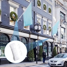 Heilok 49ft Nylon Flag Rope Flagpole Rope 6mm Thick White Flagpole Halyard Rope With 10 PCS Flag Pole Clips Durable Multifunctional Nylon Rope For Flag Sailing Rigging Hanging Clothes Garden Outdoor