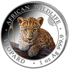 Somalia Leopard 2025 Silver Coin 1 oz Colour Silver Coin 999 African Wildlife