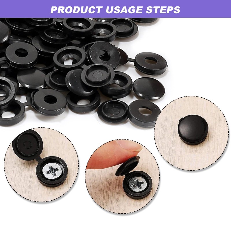 Screw Cover Black Pack of 200 Plastic Folding Screw Cover