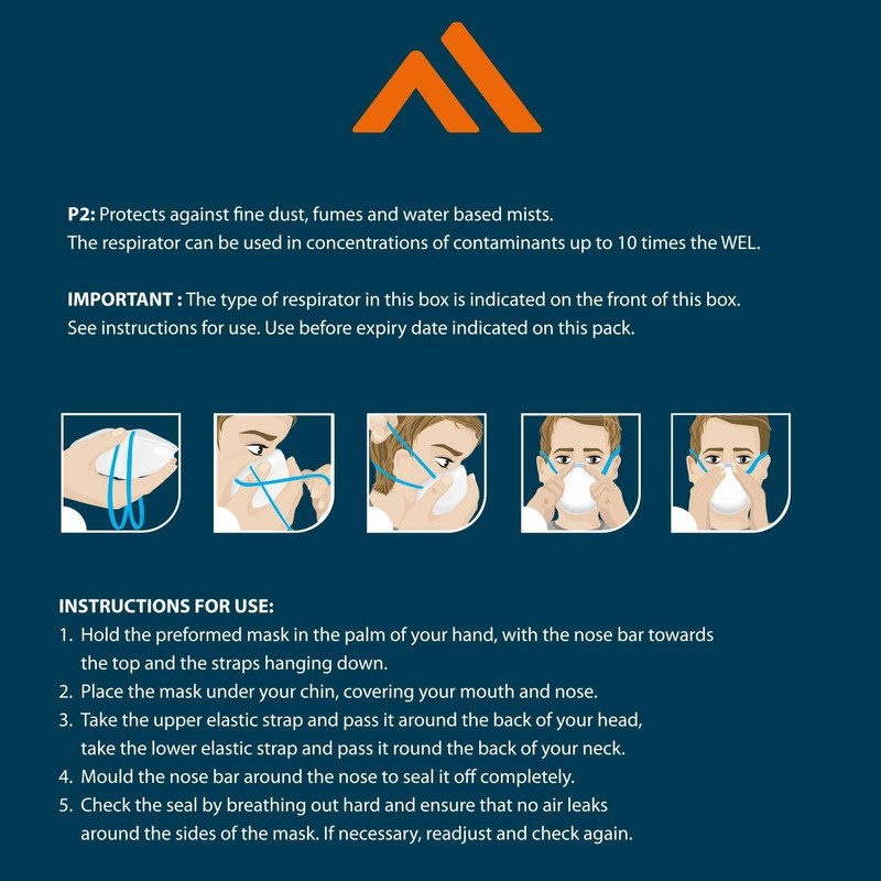 Portwest P250 Disposable FFP2 Fold Flat Respirator Face Mask (Pack