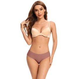 voenxe Womens Seamless Hipster Panties Stretch Breathable No Show Bikini Underwear 5 Pack Coffee