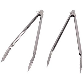 Captain Stag UZ-13219 BBQ Tongs, All-Purpose Tongs, 11.8 inches (30 cm), Stopper, Stainless Steel Rest, Set of 2