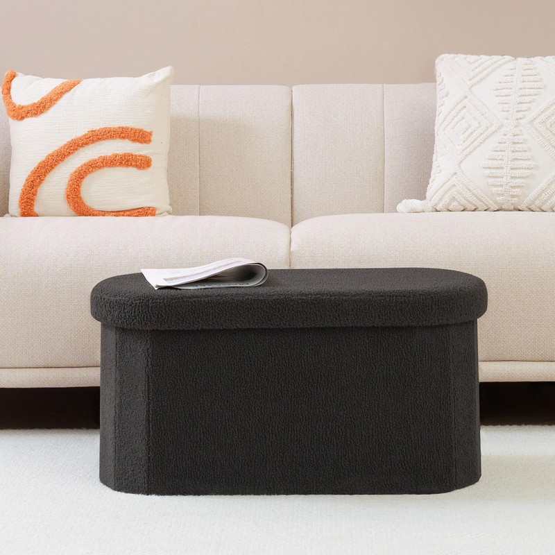 B FSOBEIIALEO Ottoman with Storage for Living Room, Sherpa Folding