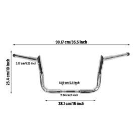 vool2807 10" Silver Meat Hook Monkey Bar Ape Hangers Handlebar For Harley Bagger Touring