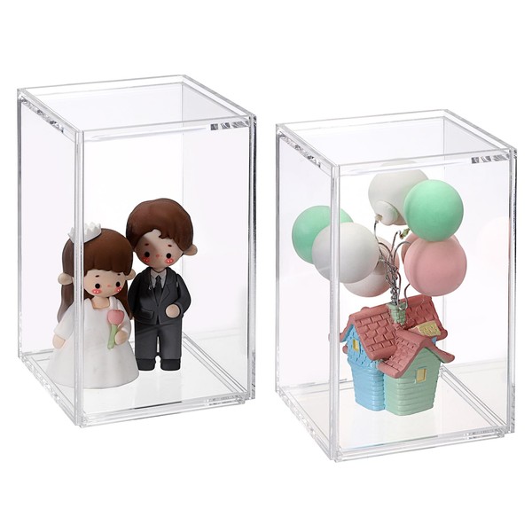JuxYes 2 Pack Clear Acrylic Display Case Box, Acrylic Display