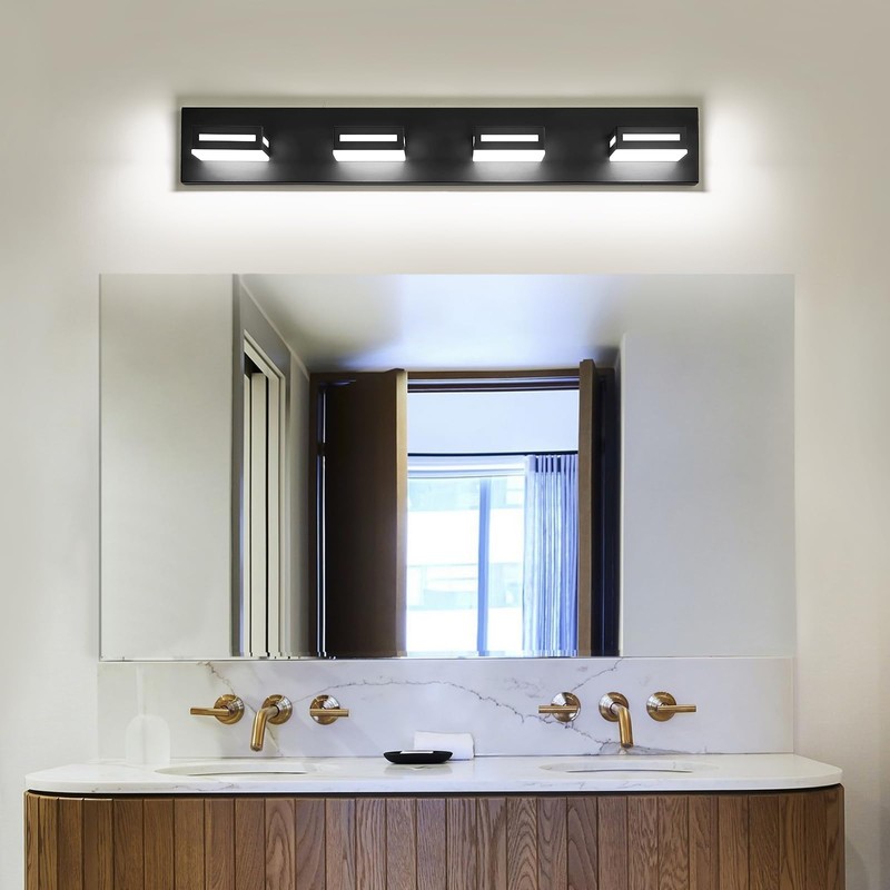 Donrao 30-Inch 4-Light LED Modern Black Bathroom Vanity Light Fixtures