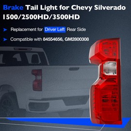 Misakomo Brake Tail light Compatible with 2019-2023 Chevy Silverado 1500 and 2500/3500HD 2020-2023 - Rear Taillight Assembly Replaces for GM2800308 and 84554656 - Left Driver Side - Halogen Type