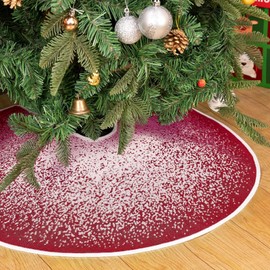 N&T NIETING Christmas Tree Blanket, 76 cm Christmas Tree Skirt with White Glitter Snowflakes Dot Red Christmas Tree Skirt Round for Holiday Party Christmas Tree Decoration