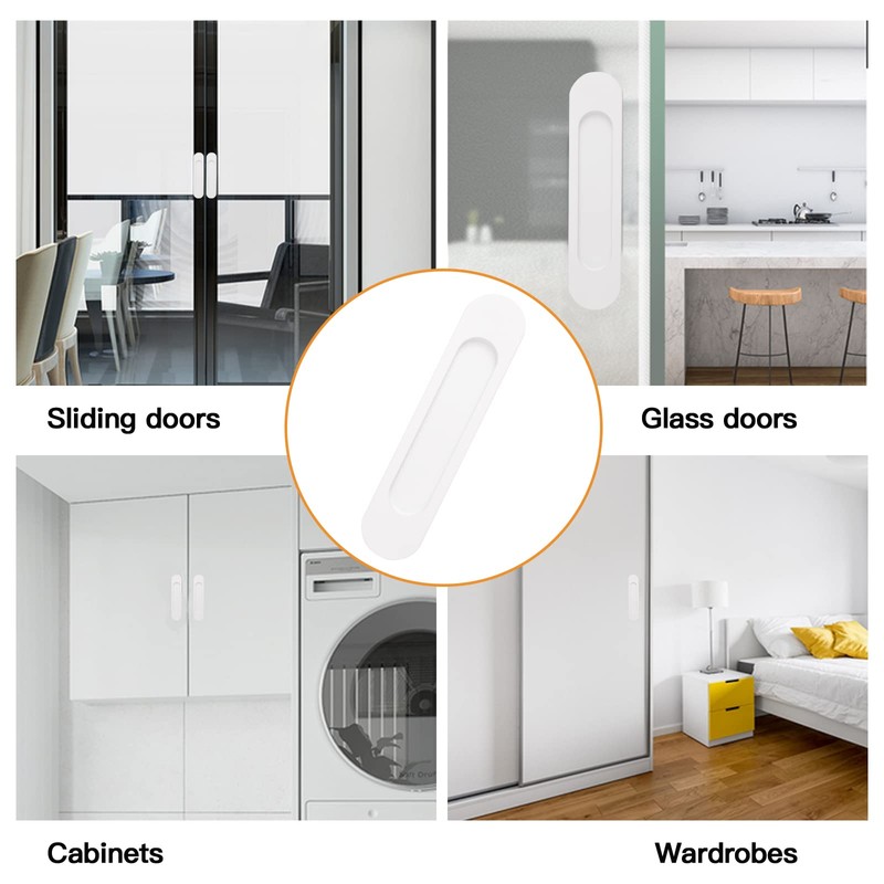 MOROBOR Self-Stick Oval Sliding Door Pulls, 4pcs Warm White Aluminum