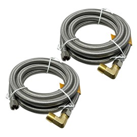PROCURU 2-Pack 6-Ft Stainless Steel Dishwasher Hose with Elbow, 3/8" Comp x 3/8" Comp, Universal Dishwasher Water Supply Line, Certified Safe (9SDE-2P)
