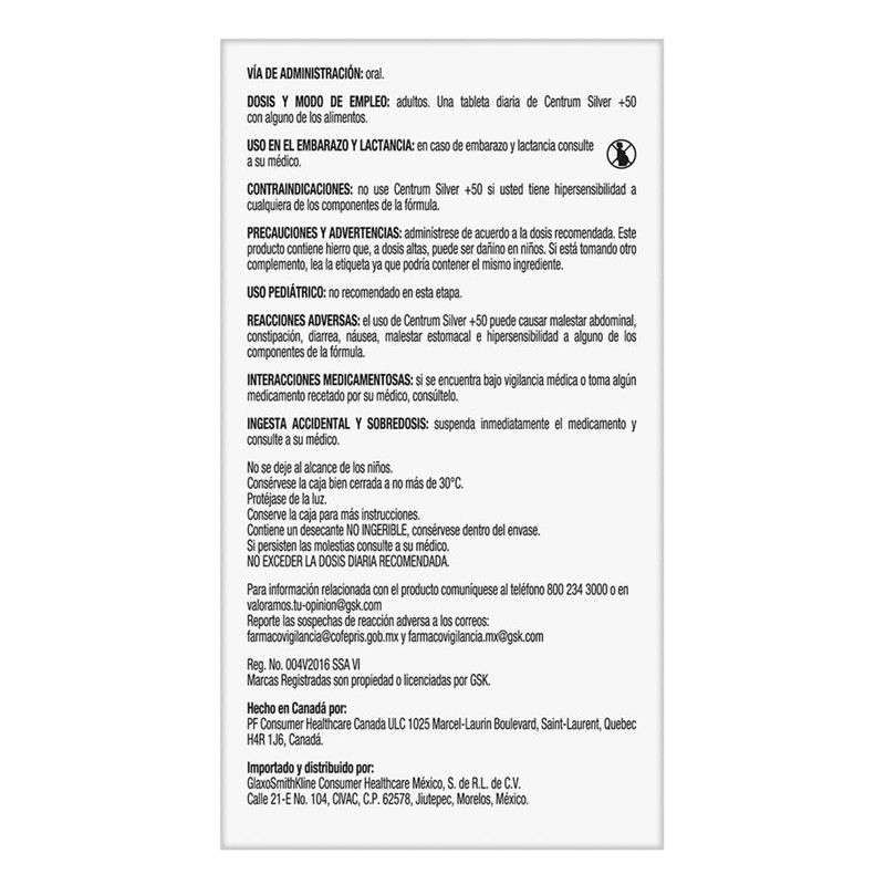 Centrum Silver +50 Multivitaminico, Con Vitamina B, Vitamina C, 30