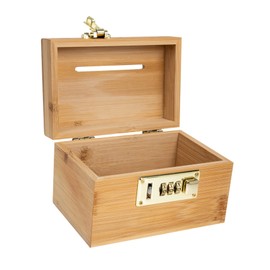 Homoyoyo Box Money Box with Lock Coin Saver Decorative Desktop Storage Container Piggy Banks Wood with Lock Memory Box Money Savings Bank Flip Lid Desk Travel Wrought Iron